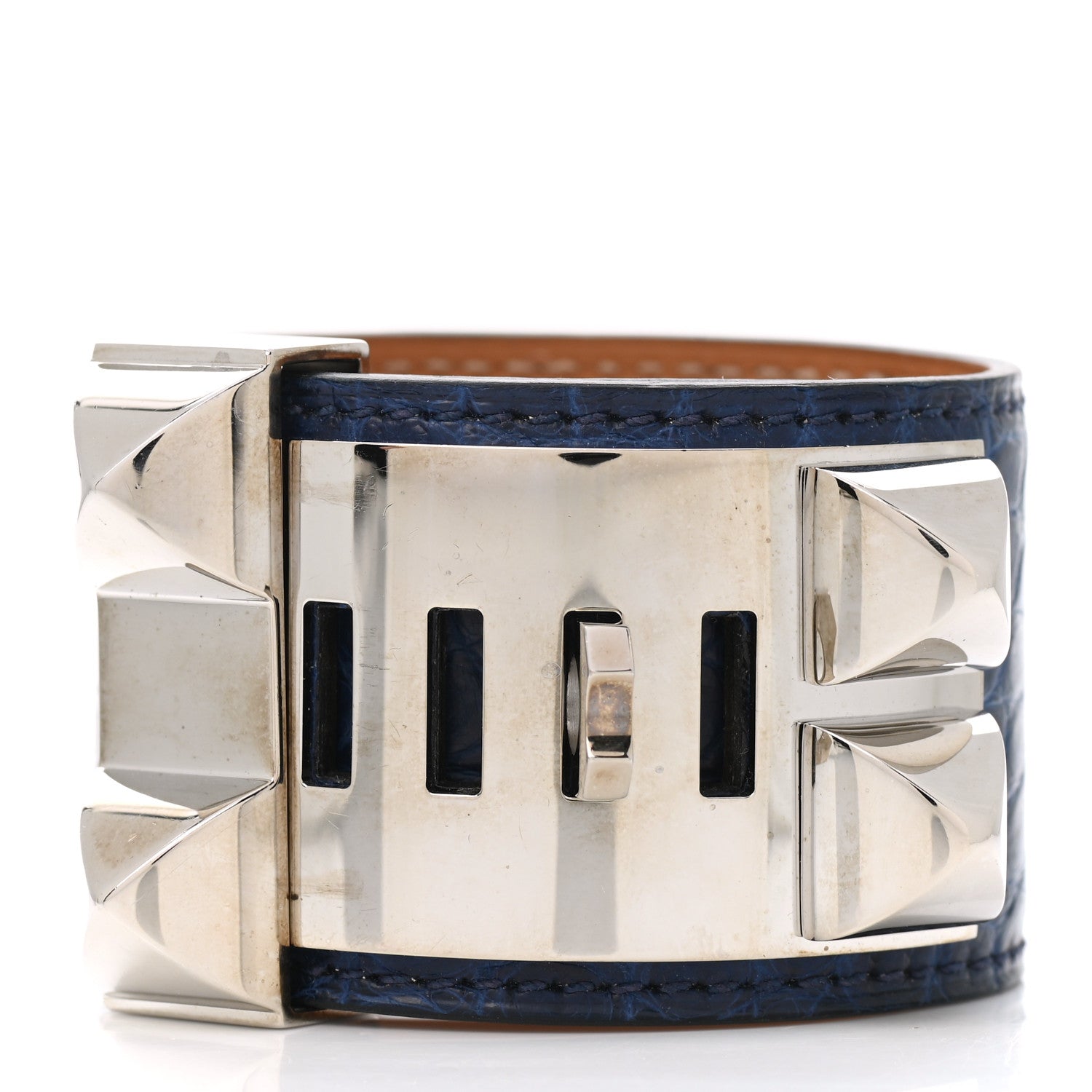 Hermes Matte Alligator Collier De Chien CDC Bracelet Bleu De Malte 4 of 8