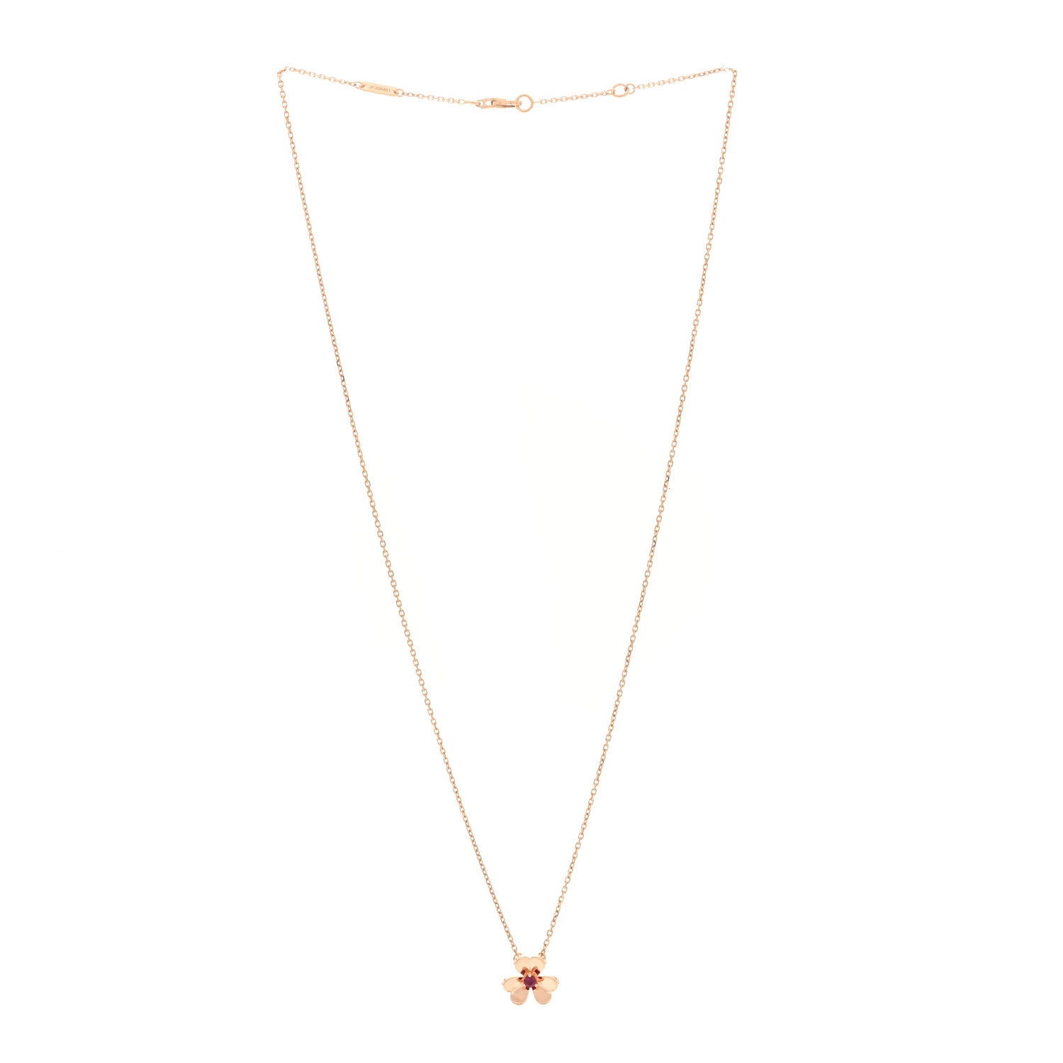 Van Cleef & Arpels 18K Rose Gold Ruby Mini Frivole Pendant Necklace 3 of 5