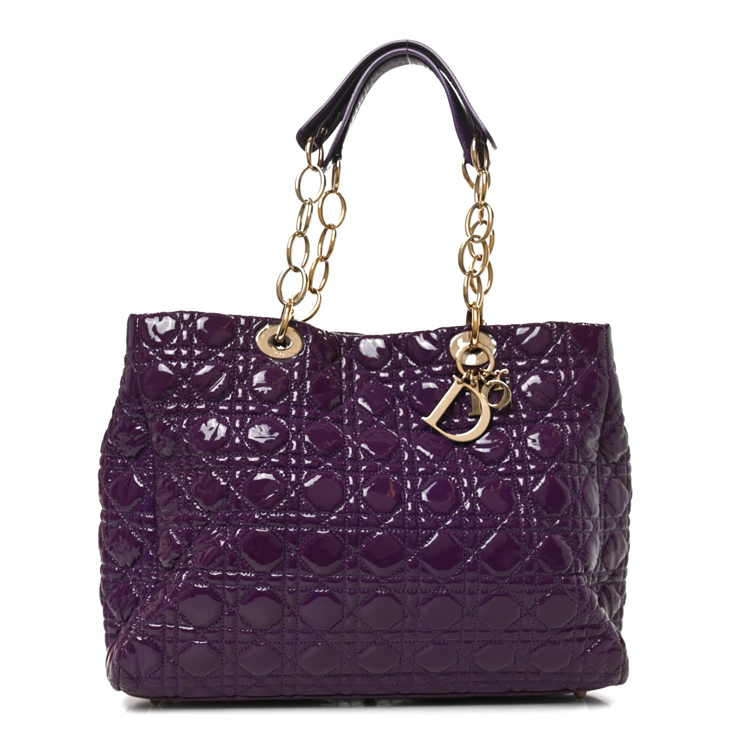 Patent Cannage Large Dior Soft Shopping Tote Purple