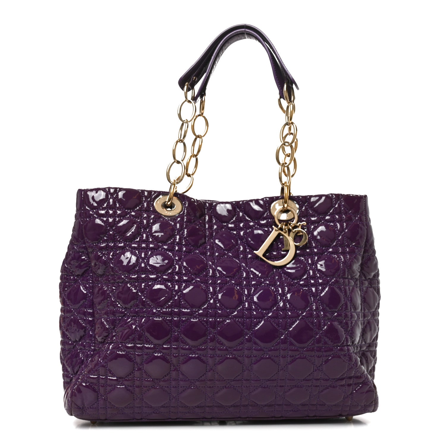 Christian Dior Patent Cannage Large Dior Soft Shopping Tote Purple 1 of 10