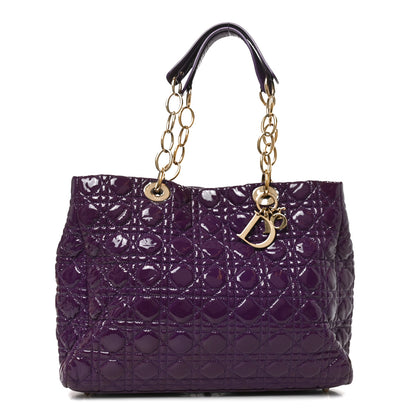 Christian Dior Patent Cannage Large Dior Soft Shopping Tote Purple 1 of 10