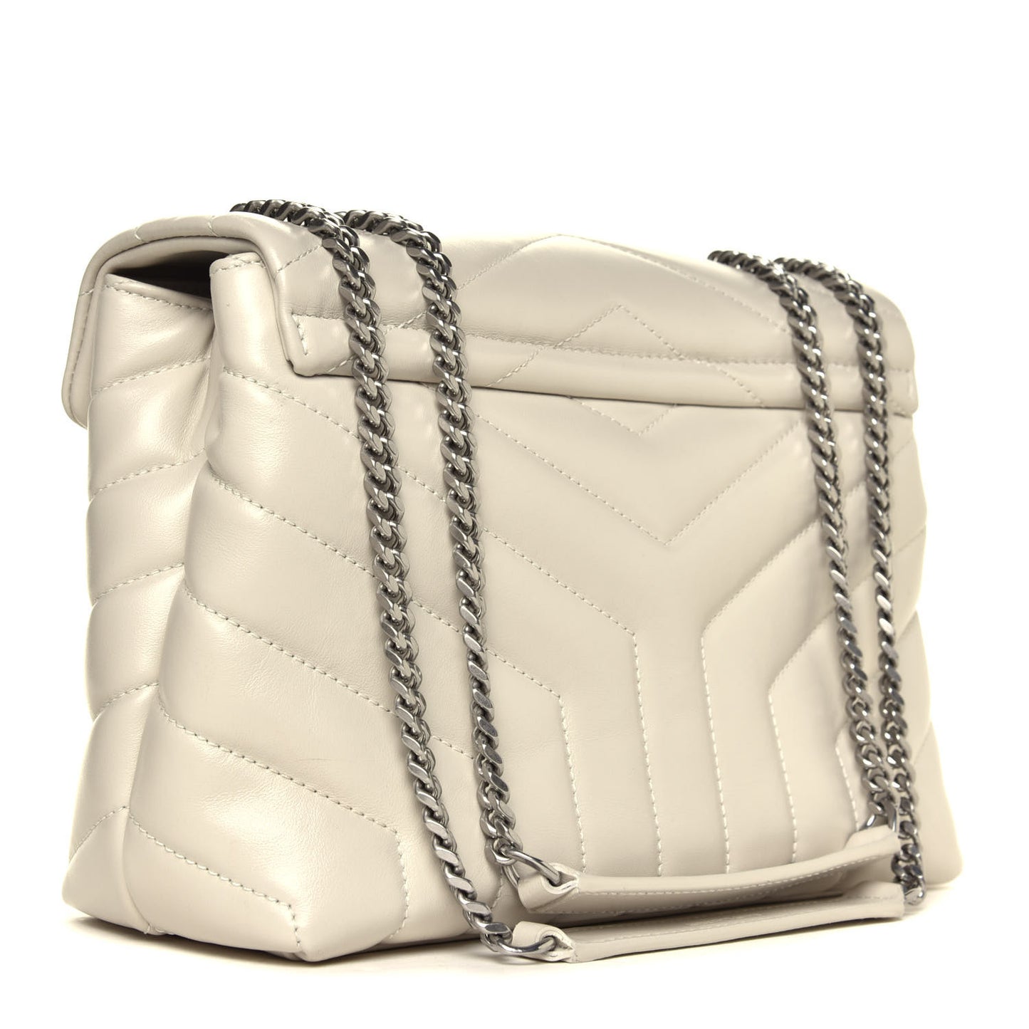 Calfskin Y Quilted Monogram Small Loulou Chain Satchel Crema Soft