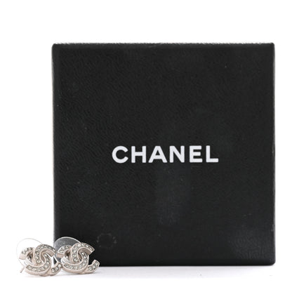 Chanel Crystal Mini CC Earrings Silver 5 of 5