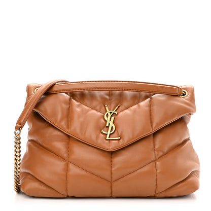 Saint Laurent Lambskin Quilted Medium Loulou Puffer Monogram Chain Satchel Miel Dark 1 of 10