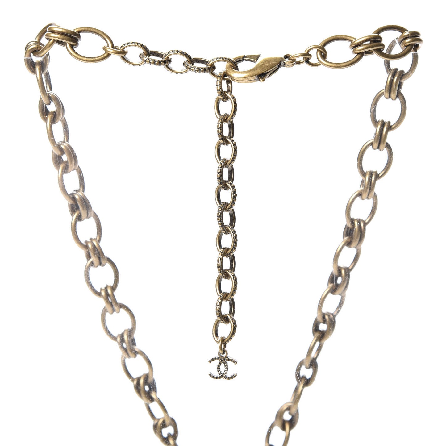 Crystal Chain Link CC Necklace Gold