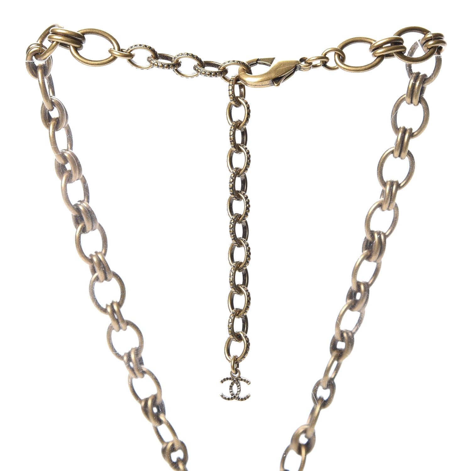Chanel Crystal Chain Link CC Necklace Gold 3 of 4