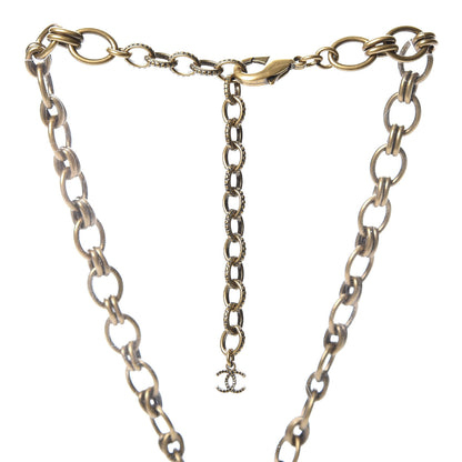 Chanel Crystal Chain Link CC Necklace Gold 3 of 4