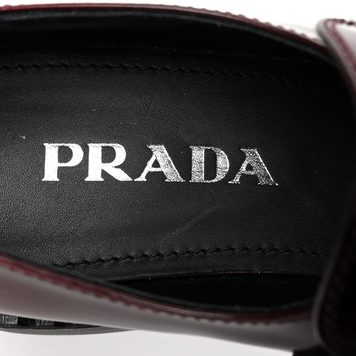 Prada Brushed Calfskin Metal Triangle Logo 50mm Loafers 37 Porpora Fume 6 of 8
