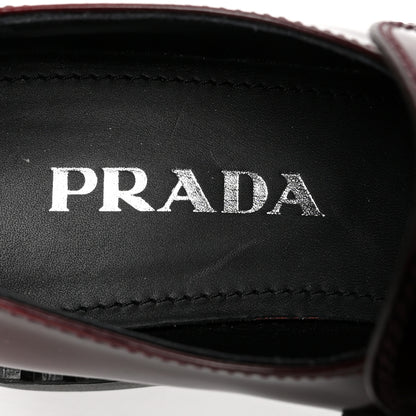 Prada Brushed Calfskin Metal Triangle Logo 50mm Loafers 37 Porpora Fume 6 of 8