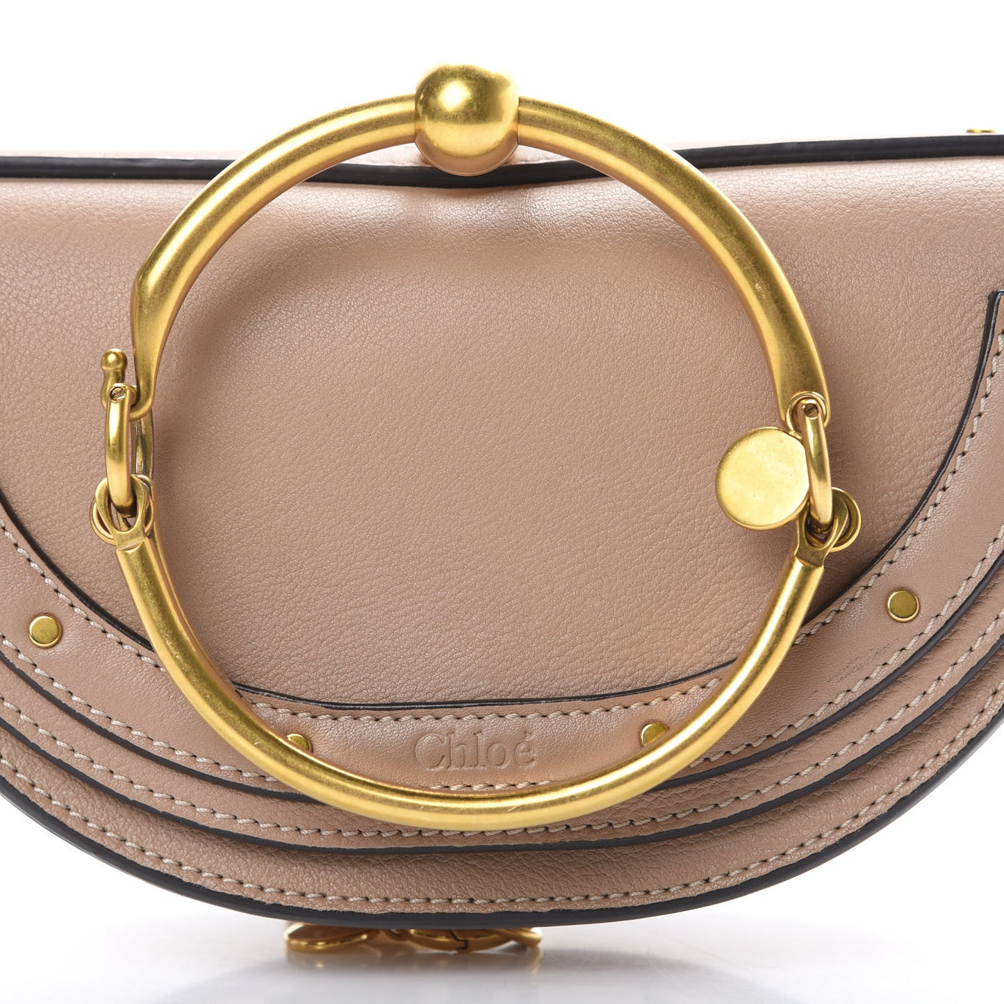 Calfskin Small Nile Bracelet Minaudiere Bag Biscotti Beige
