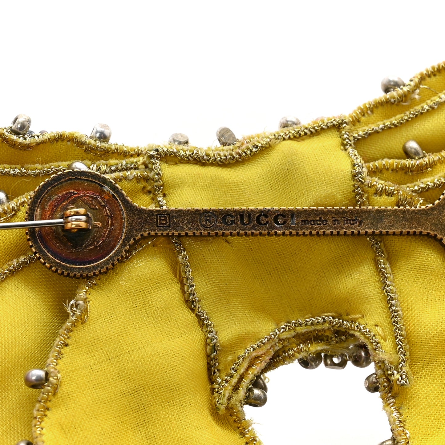 Crystal Fabric Bow Brooch Yellow