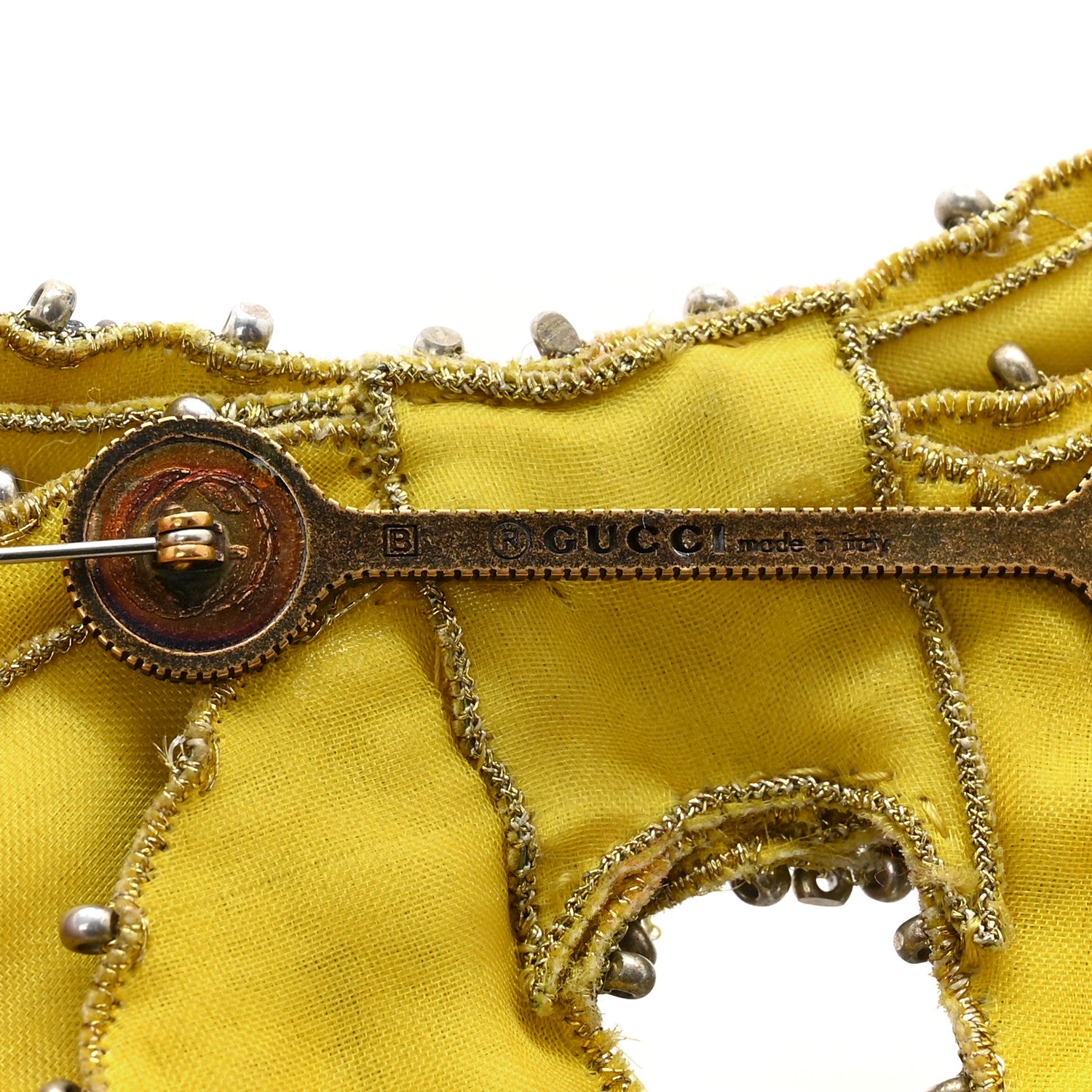Gucci Crystal Fabric Bow Brooch Yellow 3 of 6
