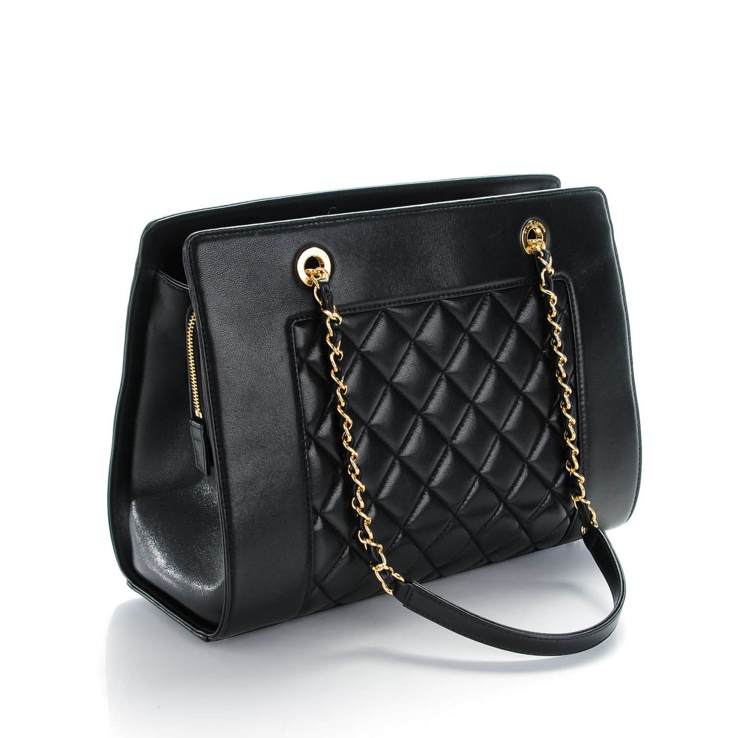 Sheepskin Quilted Mademoiselle Vintage Shopping Tote Black