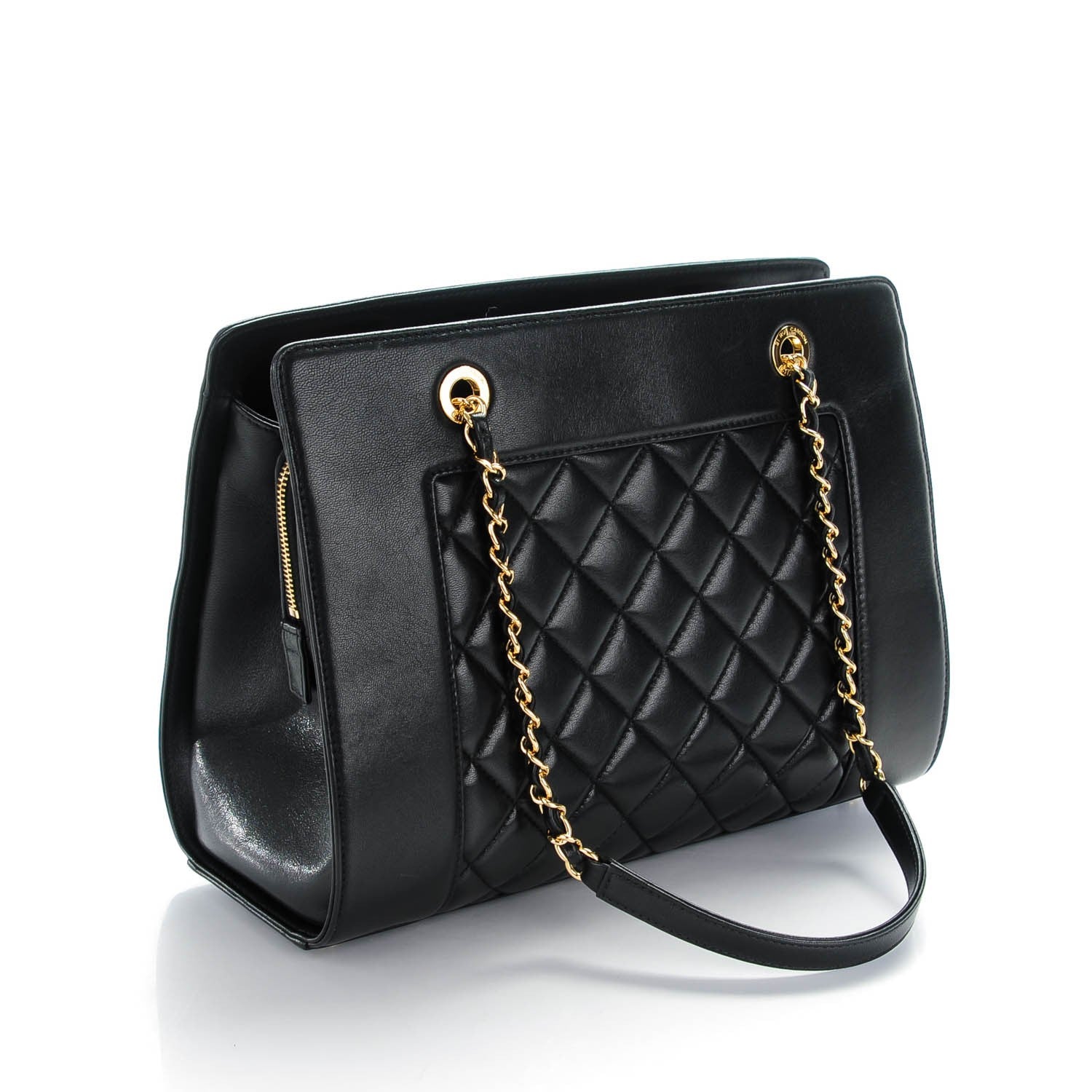 Chanel Sheepskin Quilted Mademoiselle Vintage Shopping Tote Black 3 of 7