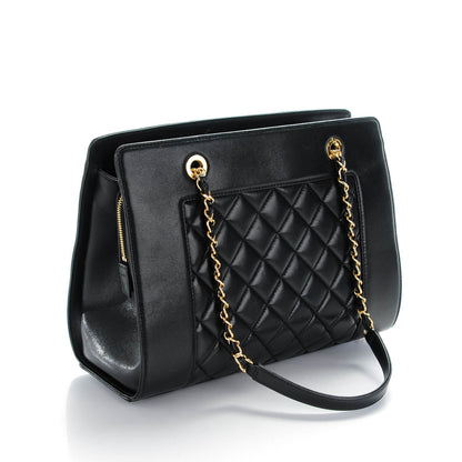 Chanel Sheepskin Quilted Mademoiselle Vintage Shopping Tote Black 3 of 7