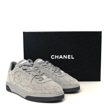 Chanel Wool Mixed Fibers Womens CC Sneakers 36 Light Grey 11 of 11