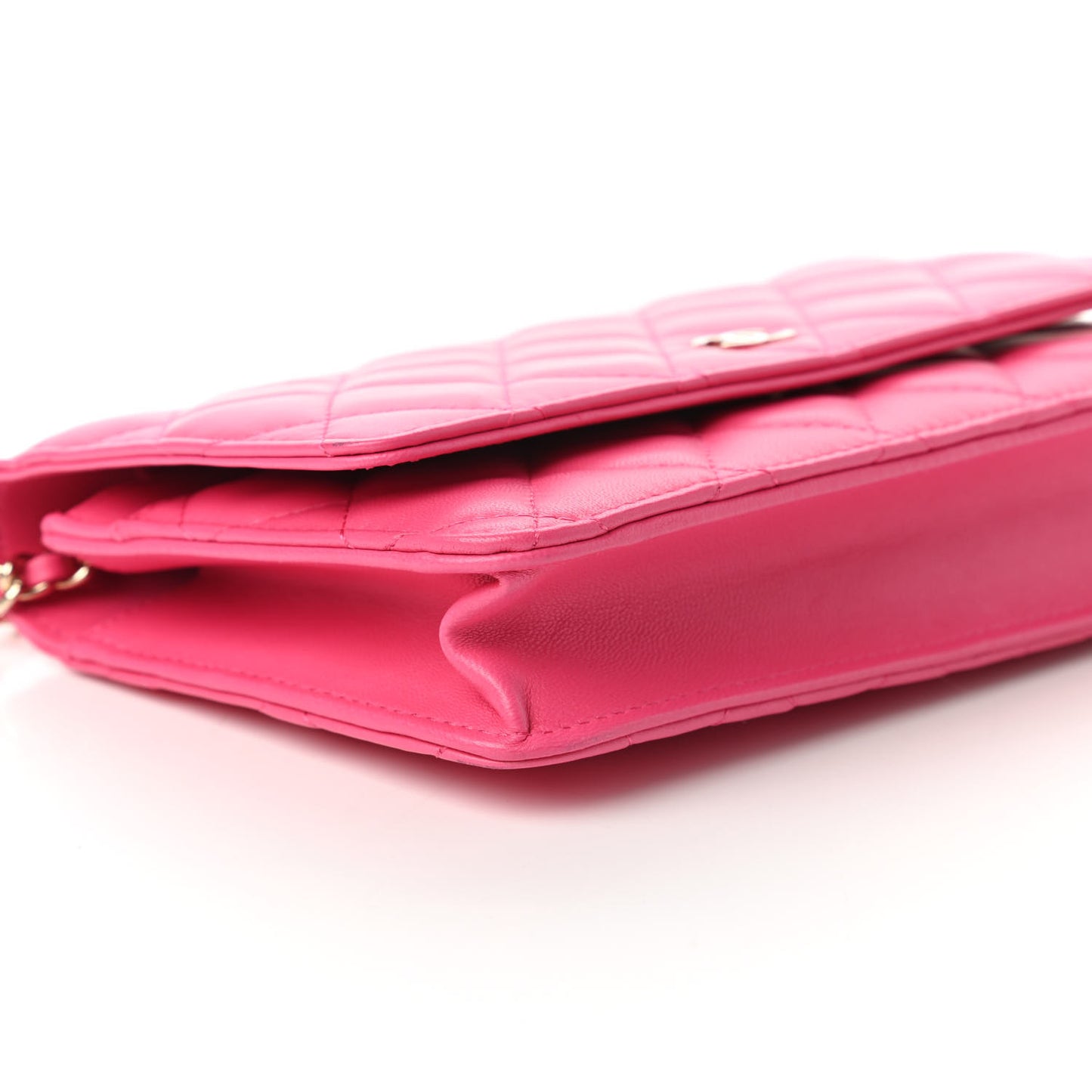 Lambskin Quilted Wallet On Chain WOC Pink