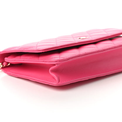 Chanel Lambskin Quilted Wallet On Chain WOC Pink 6 of 12