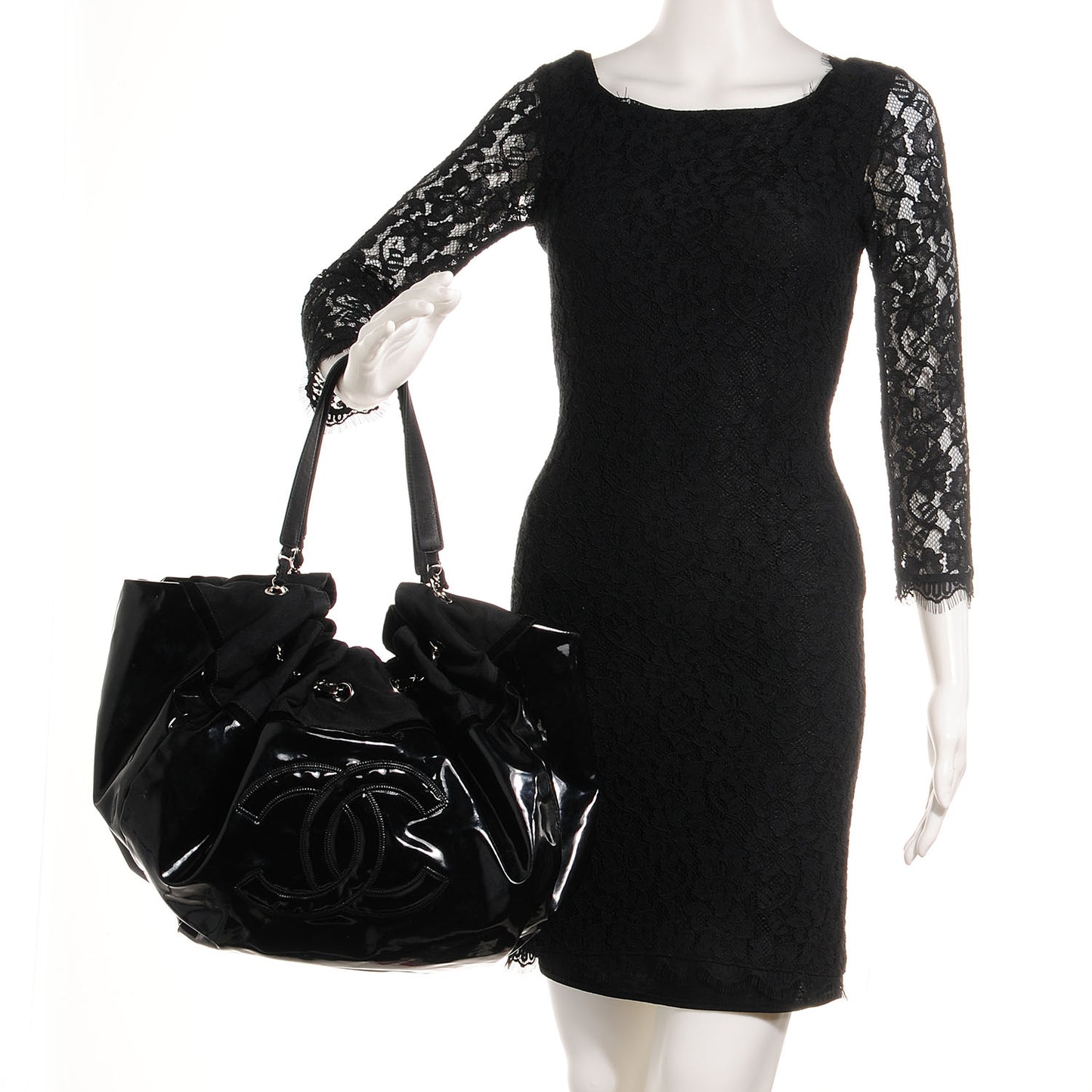 Vinyl Stretch Spirit Large Cabas Tote Black