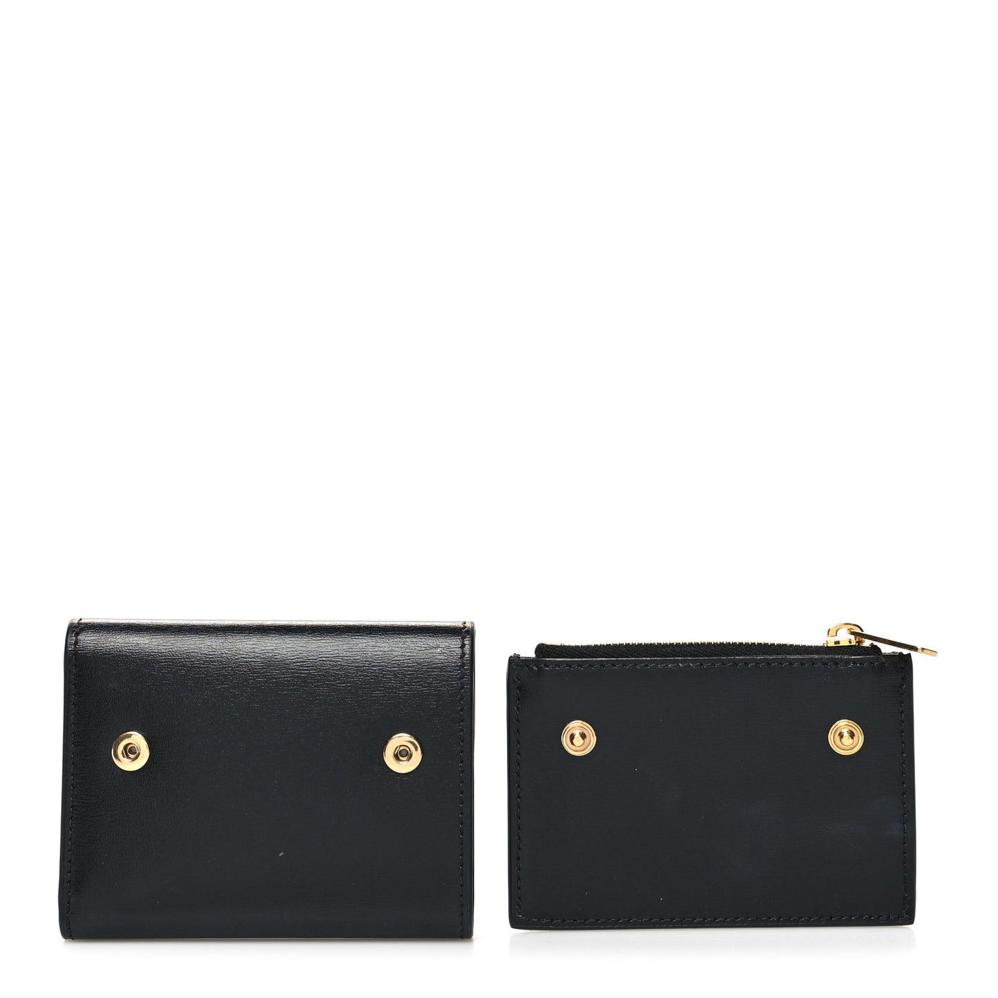 Calfskin Compact Triomphe Wallet With Coin Purse Black