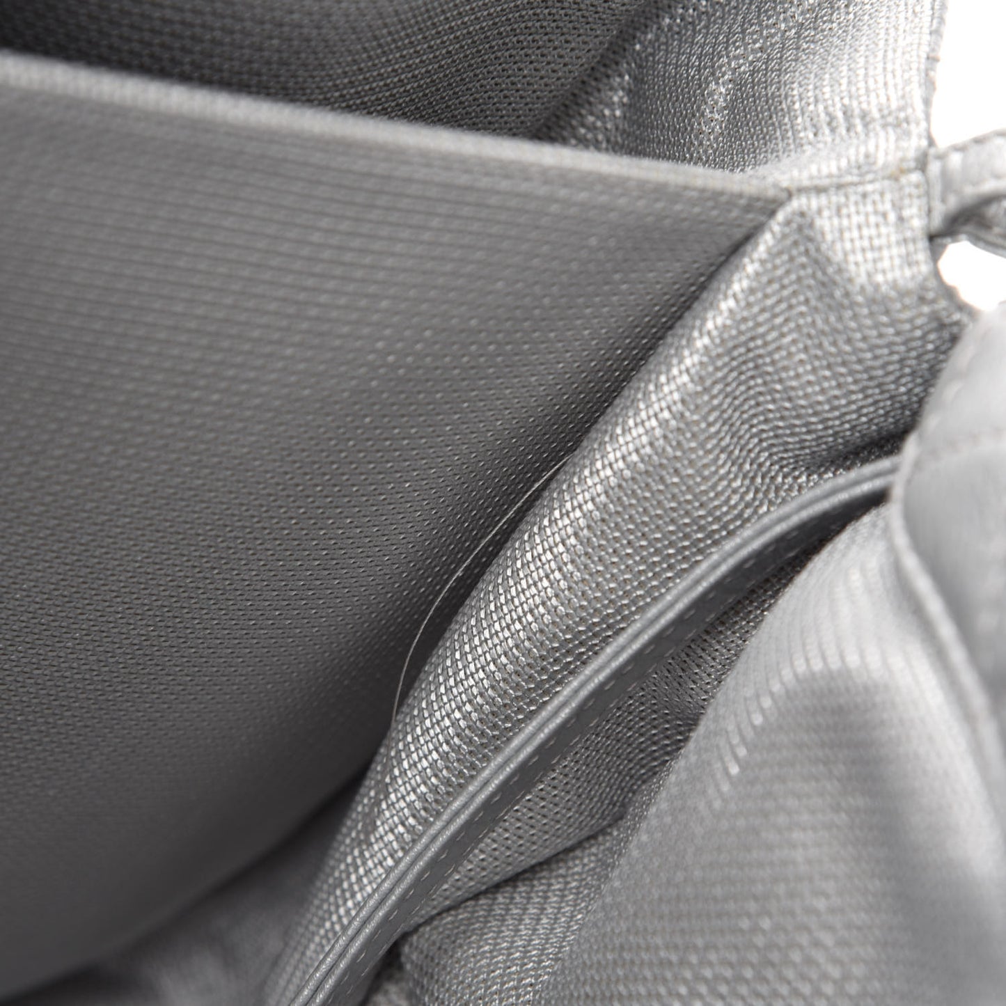 Metallic Calfskin Quilted XXL Travel Flap Bag Silver