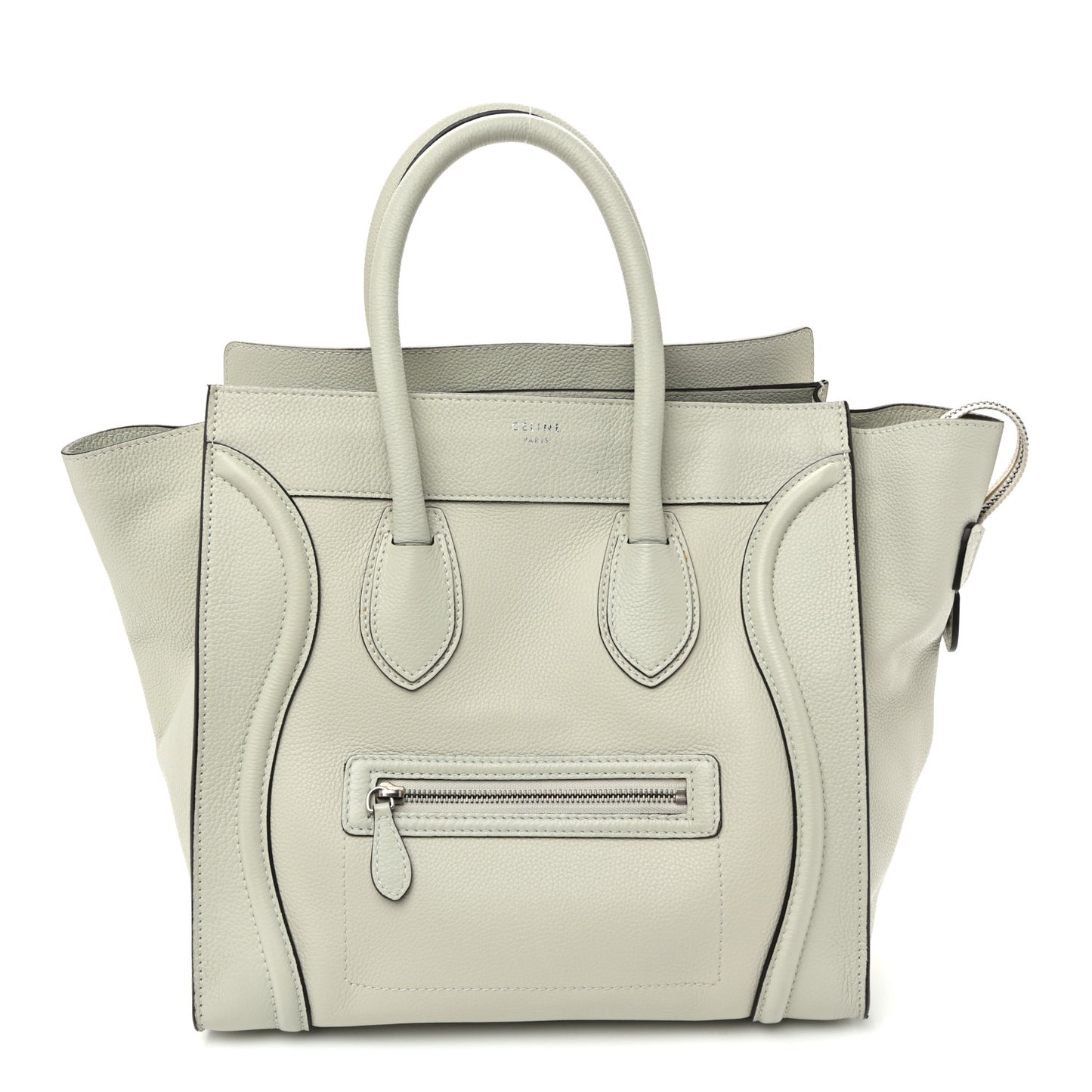 Drummed Calfskin Mini Luggage Pebble Grey