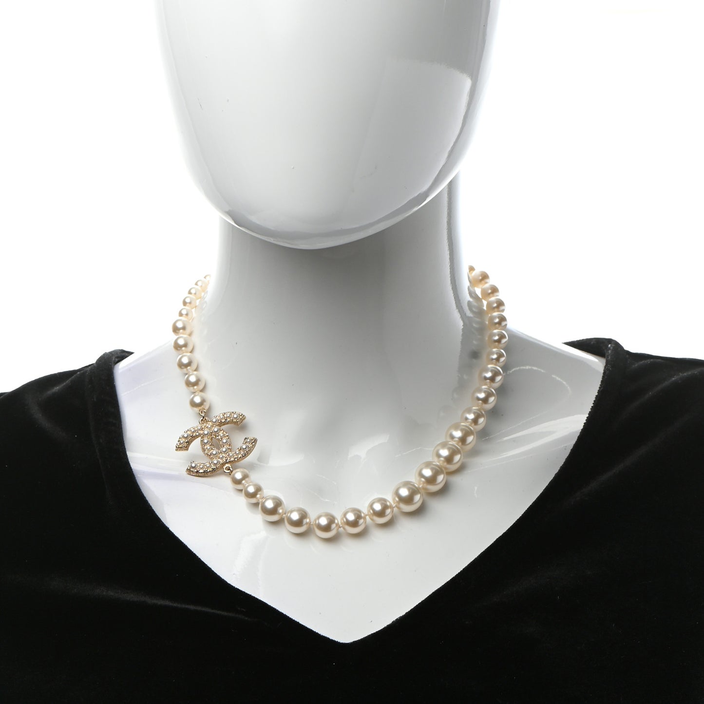 Pearl CC 100th Anniversary Necklace Light Gold