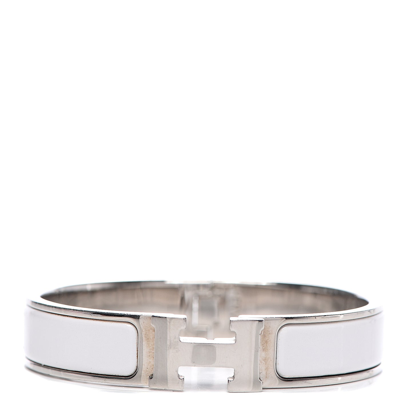 Enamel Narrow Clic Clac H Bracelet PM White
