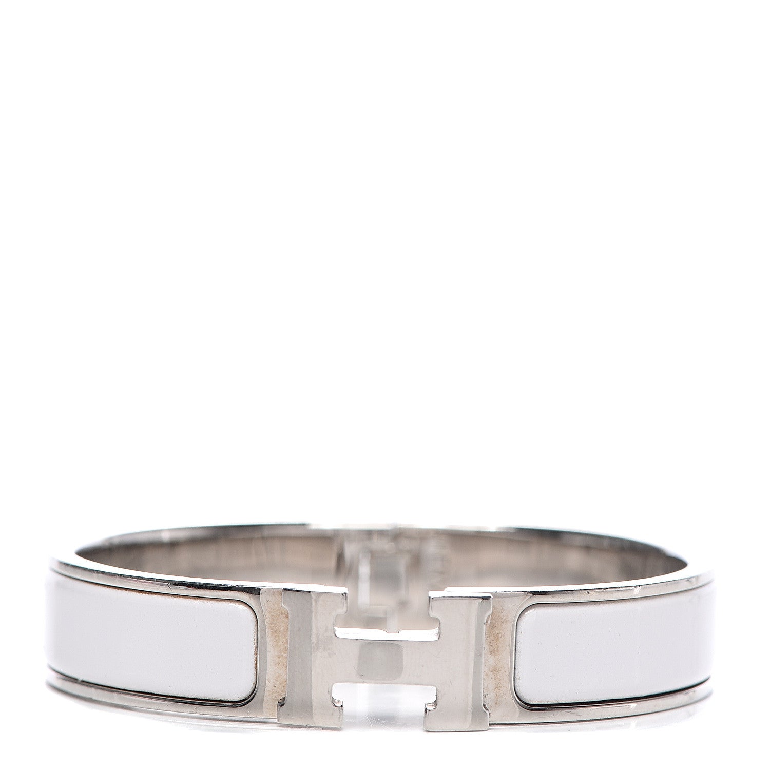 Hermes Enamel Narrow Clic Clac H Bracelet PM White 1 of 5