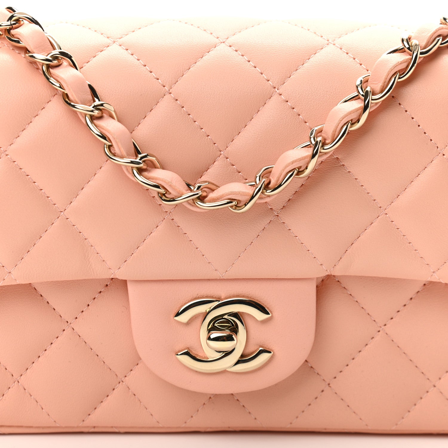 Chanel Lambskin Quilted Mini Rectangular Flap Light Orange 8 of 11