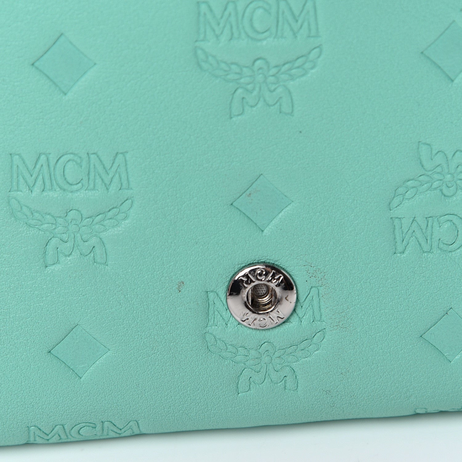 MCM Calfskin Ottomar Monogram Tri-Fold Wallet Green 7 of 8