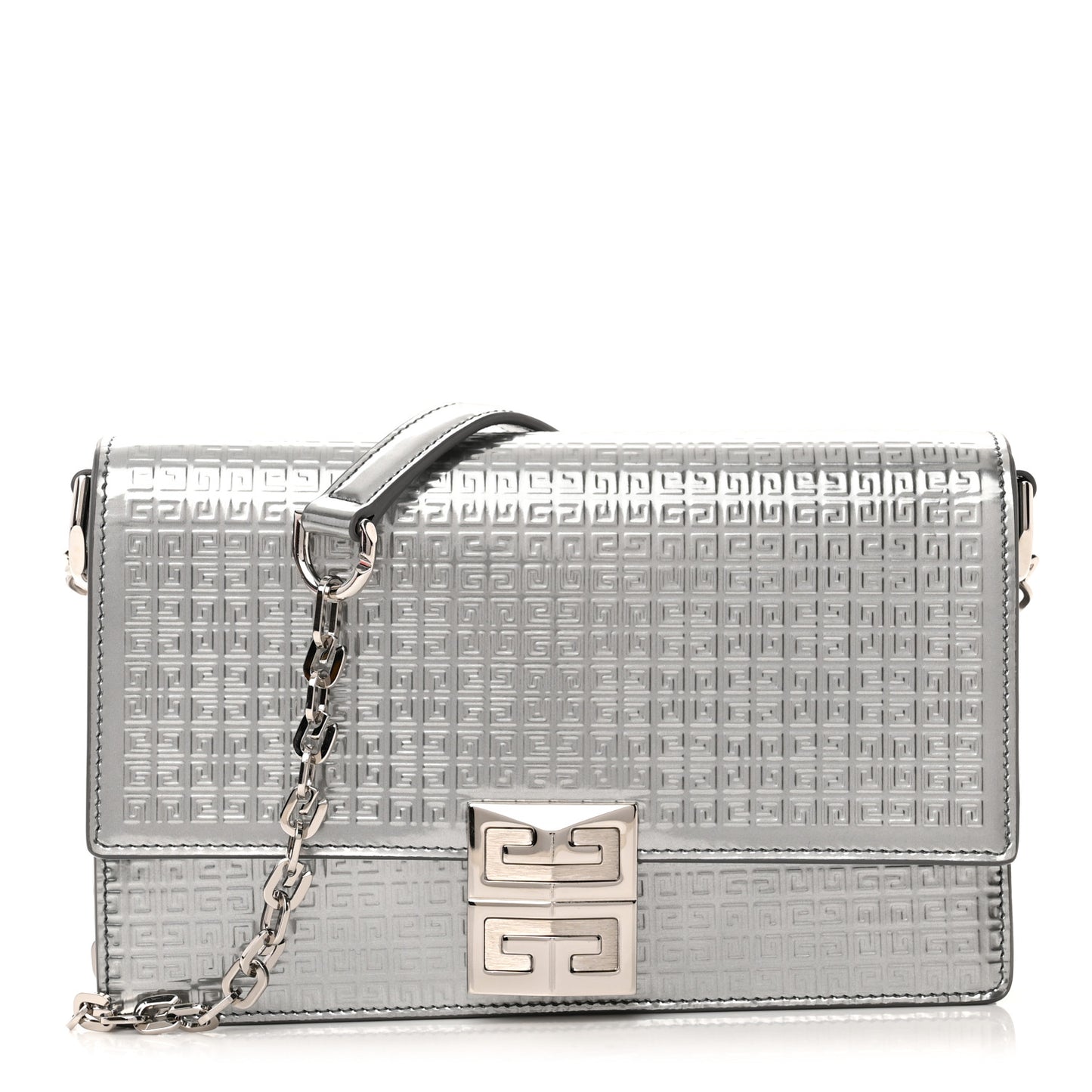 Metallic Calfskin 4G Embossed Small 4G Crossbody Silver
