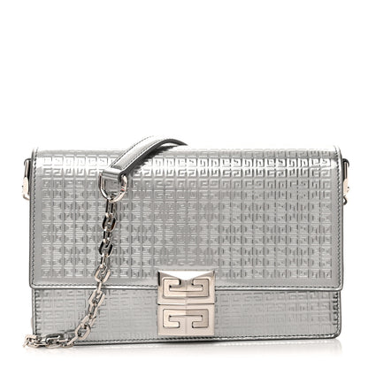 Givenchy Metallic Calfskin 4G Embossed Small 4G Crossbody Silver 1 of 11