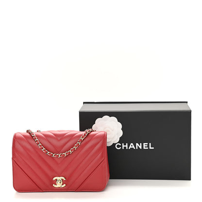 Chanel Calfskin Chevron Quilted Mini Statement Flap Red 12 of 12