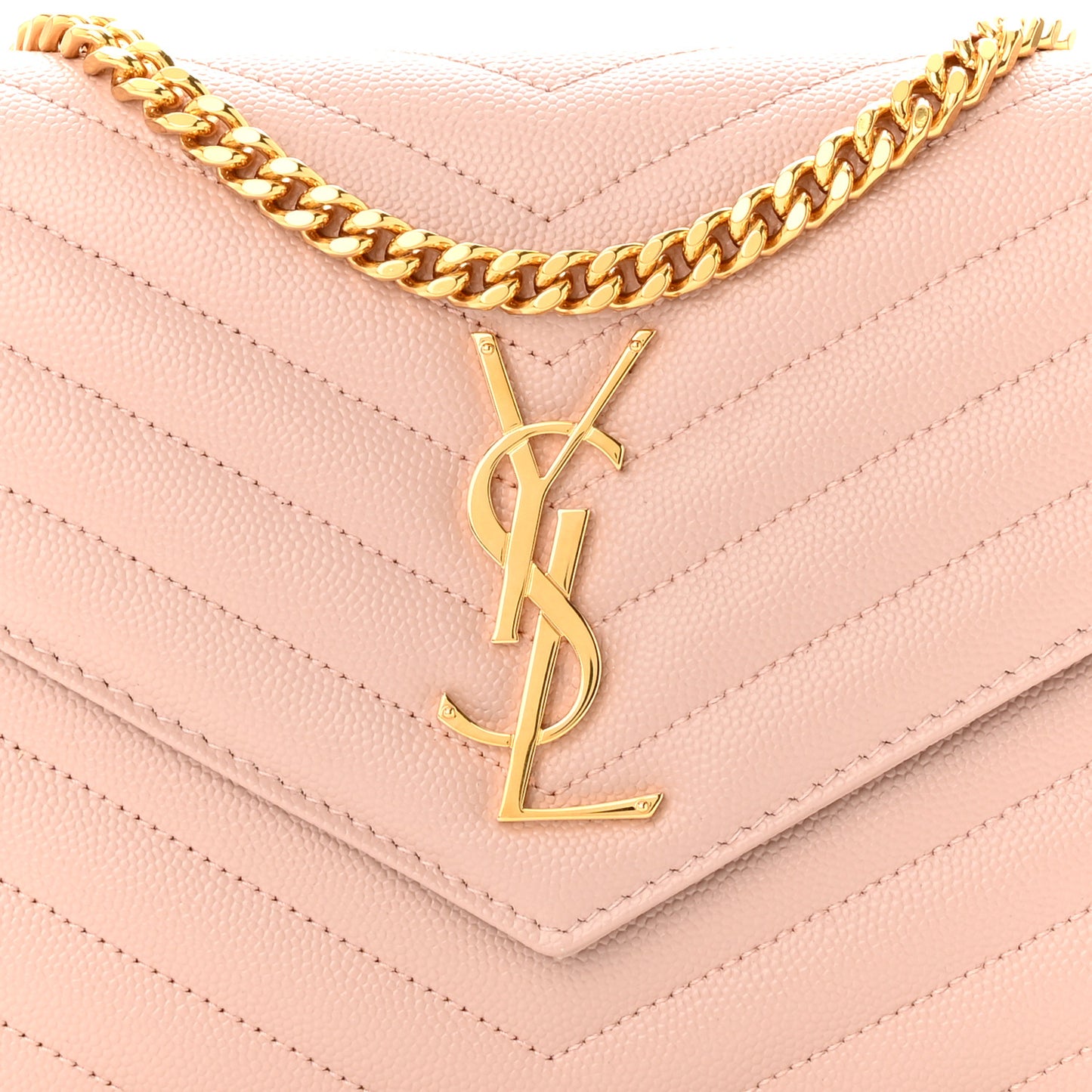 Grain De Poudre Matelasse Chevron Cassandre Chain Wallet Pale Pink