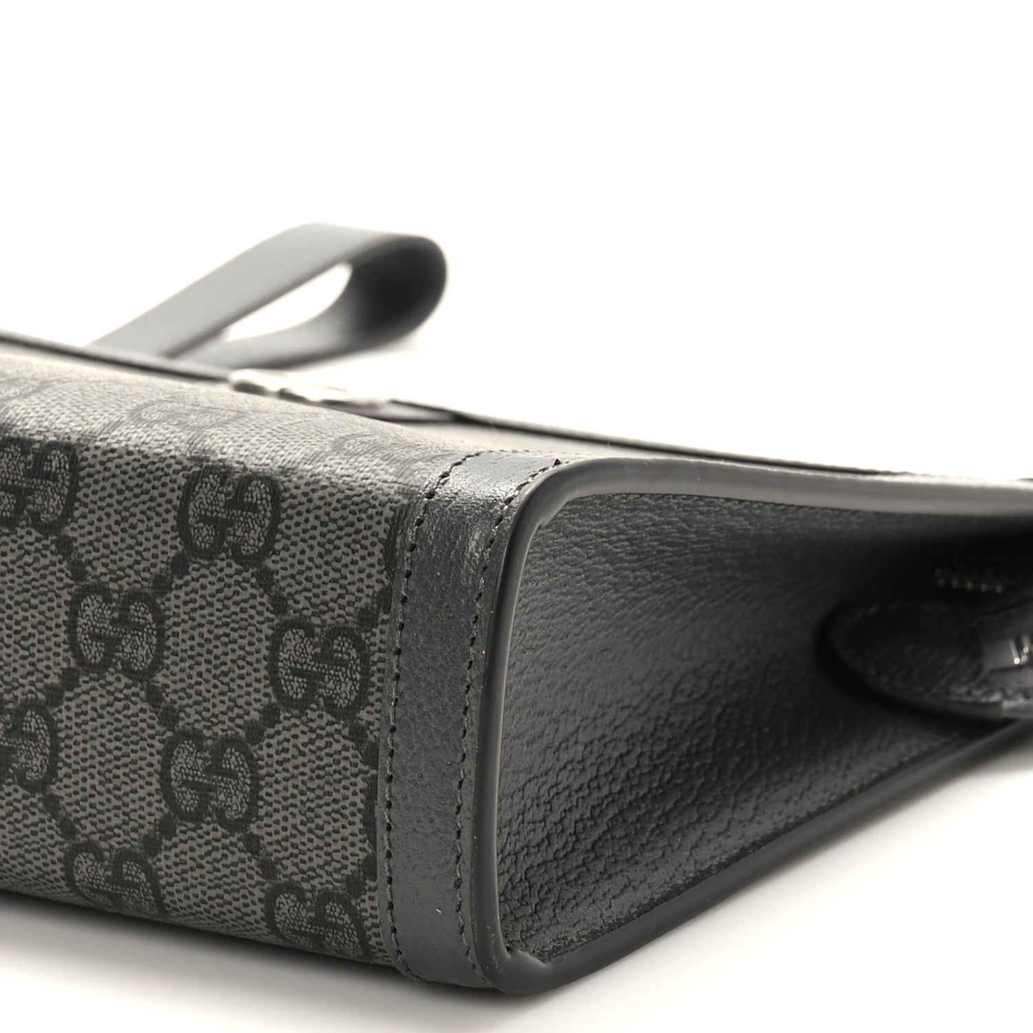 Gucci GG Supreme Monogram Textured Dollar Calfskin Ophidia Wristlet Pouch Grey Black Graphite Grey 9 of 9