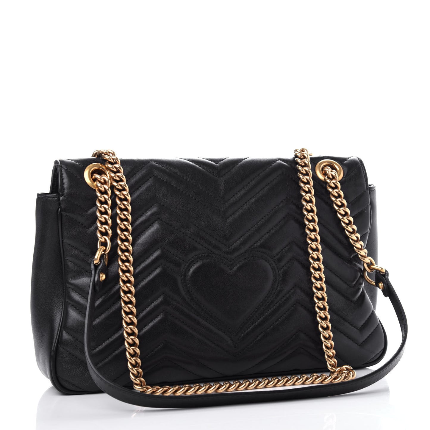 Calfskin Matelasse Medium GG Marmont Shoulder Bag Black