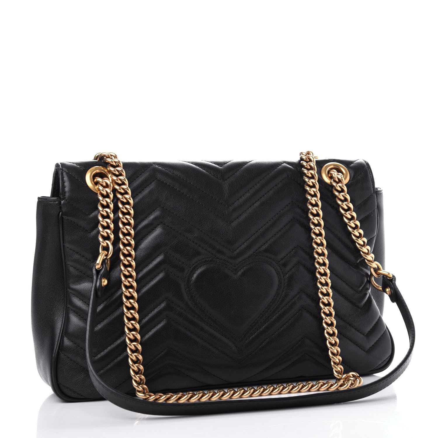 Gucci Calfskin Matelasse Medium GG Marmont Shoulder Bag Black 3 of 11