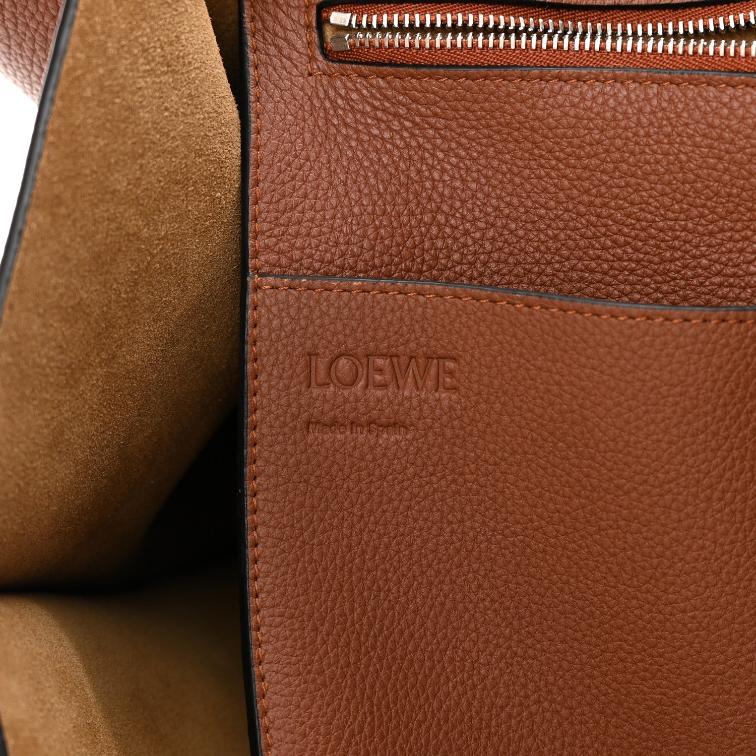 Loewe Grained Calfskin Buckle Tote Brown 6 of 11