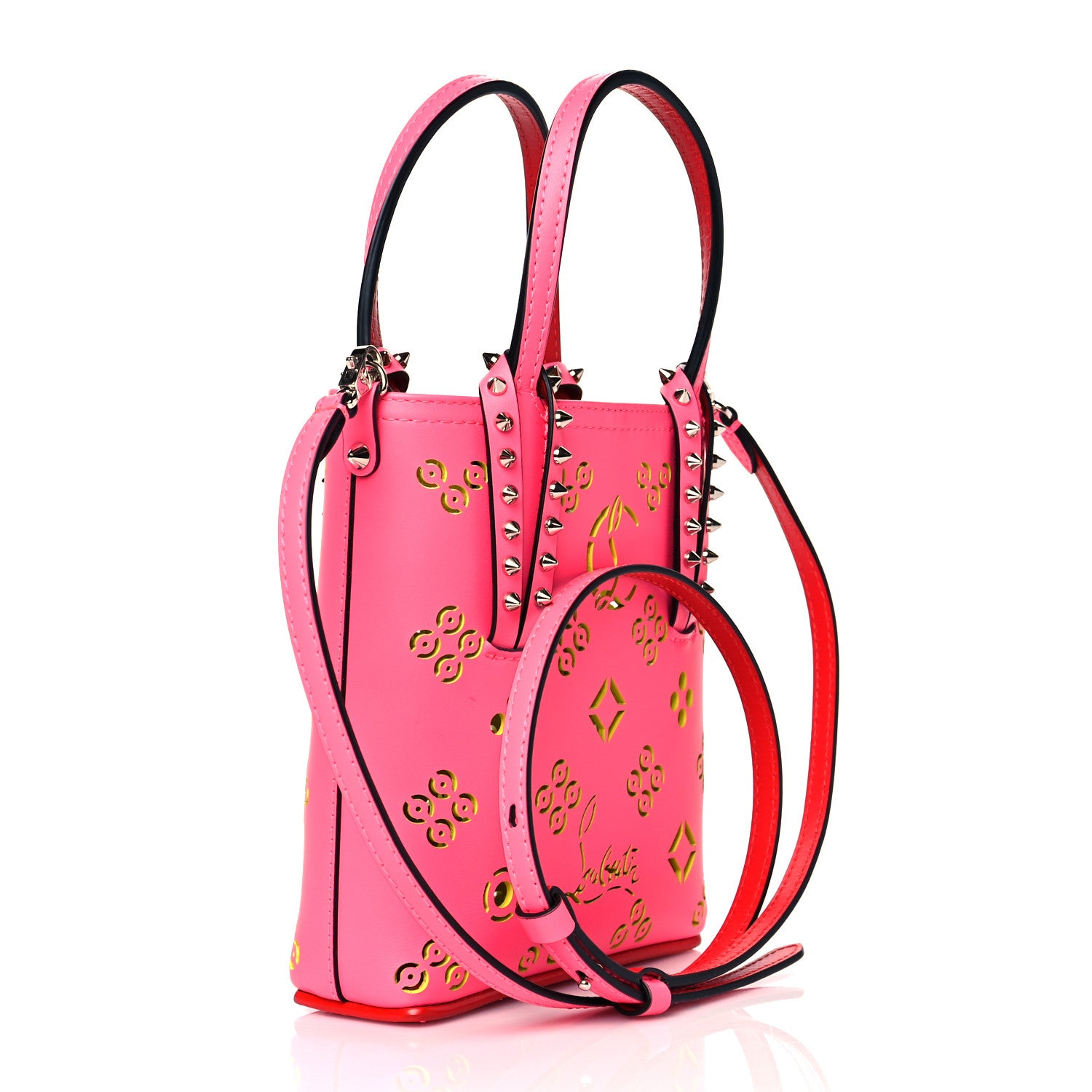 Christian Louboutin Calfskin Perforated Cabata Tote Pink Red 2 of 10