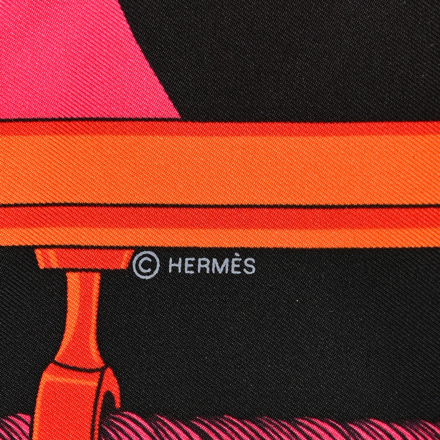 Hermes Silk Feux De Route Apercus La Nuit Scarf 90 Black Rose Fuchsia Orange 5 of 5