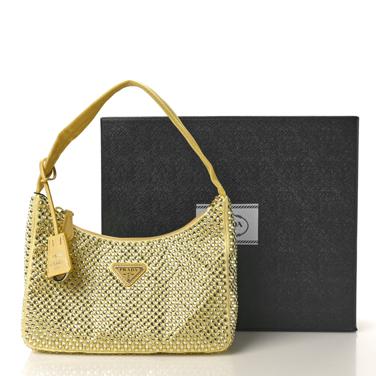 Prada Satin Crystal Mini Re-Edition 2000 Bag Ananas 10 of 10