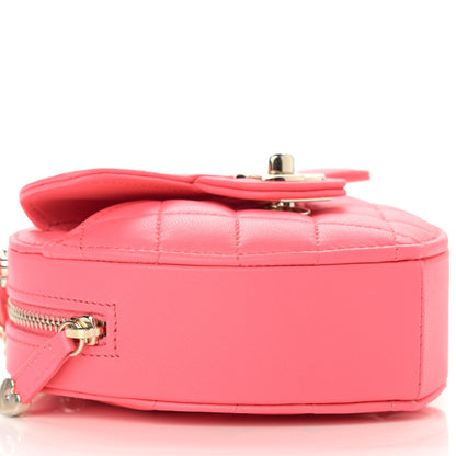 Chanel Lambskin Quilted CC In Love Heart Clutch With Chain Pink 9 of 11