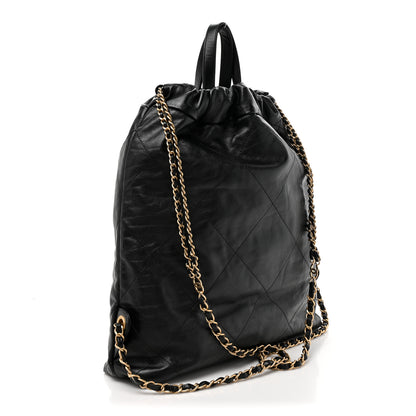 Chanel Shiny Calfskin Quilted Chanel 22 Backpack Black 3 of 10