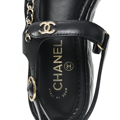 Chanel Lambskin Quilted Chain CC Platform Sandals 39.5 Black 8 of 10