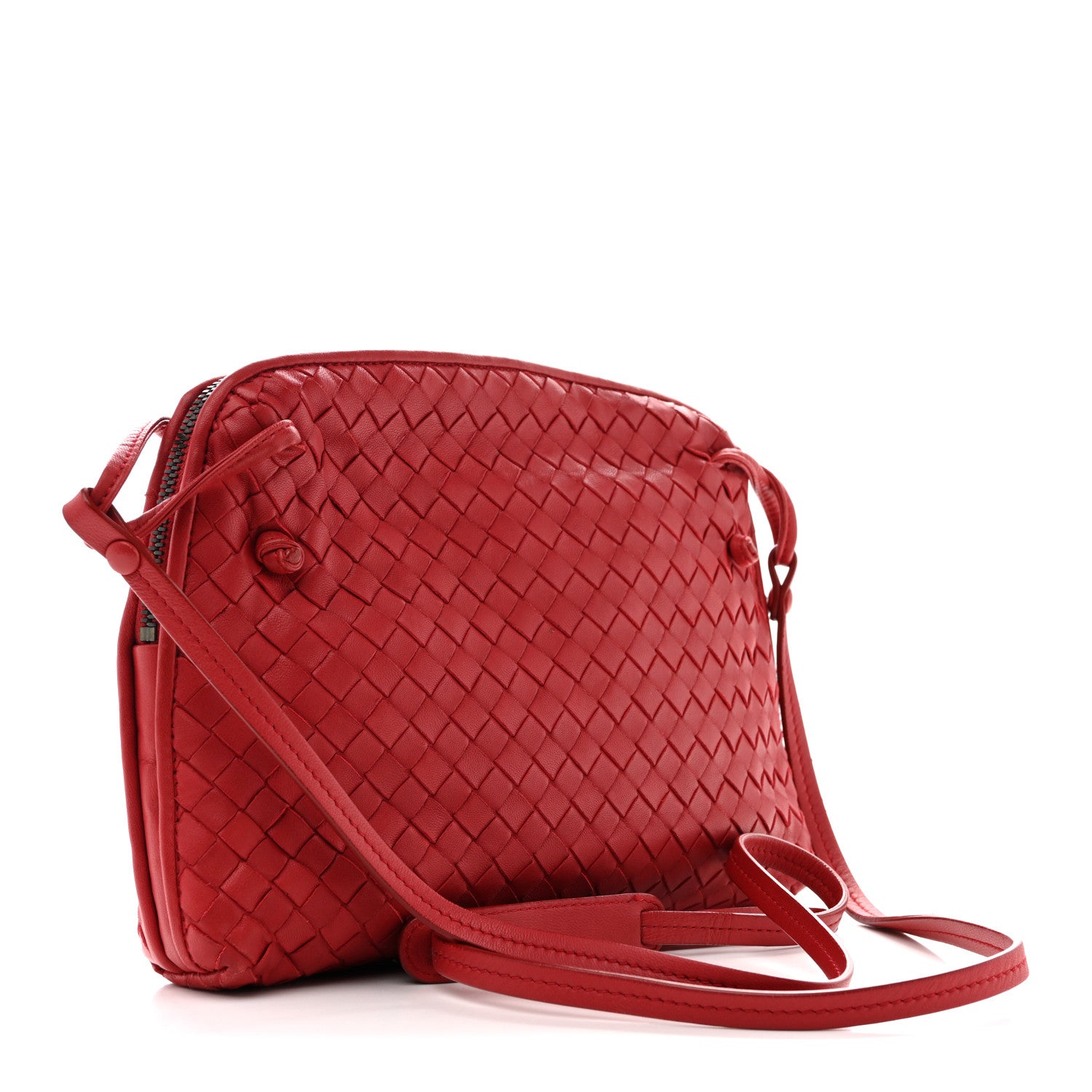 Bottega Veneta Nappa Intrecciato Nodini Crossbody Messenger Red 3 of 13