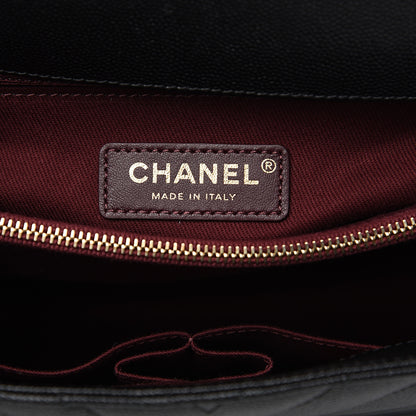Chanel Caviar Chevron Quilted Medium Coco Handle Flap Black 5 of 9
