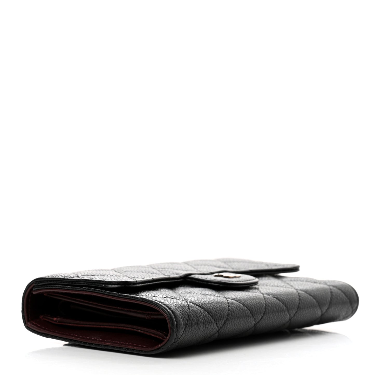 Caviar Quilted Medium Flap Wallet Black