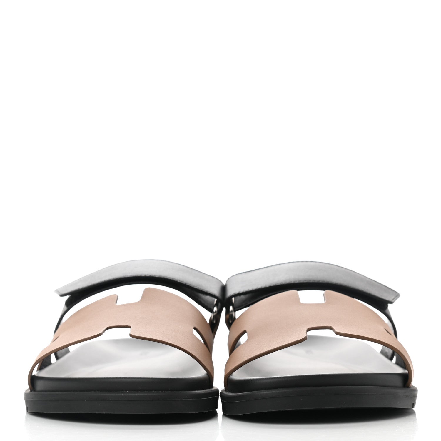 Hermes Calfskin Mens Chypre Sandals 42 Naturel Safari Black 2 of 11