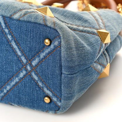 Valentino Garavani Denim Small Roman Stud The Handle Bag Light Denim Selleria 9 of 9